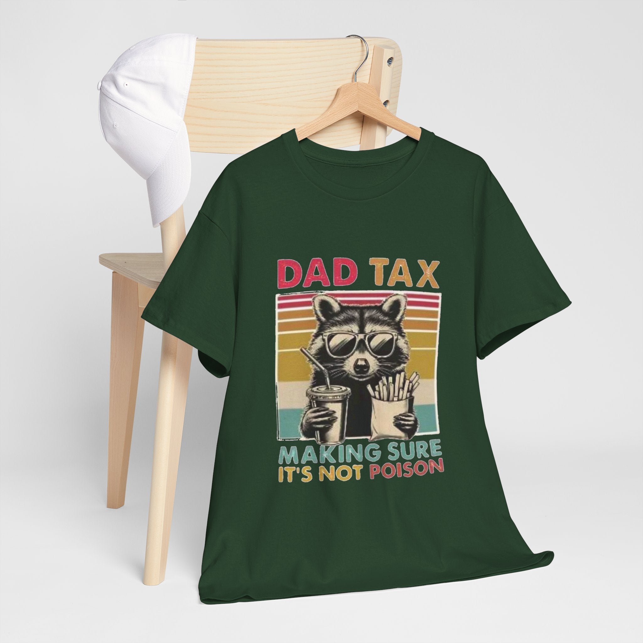 Dad Tax T‑Shirt – Retro Raccoon “Making Sure It’s Not Poison” Funny Father’s Day Tee