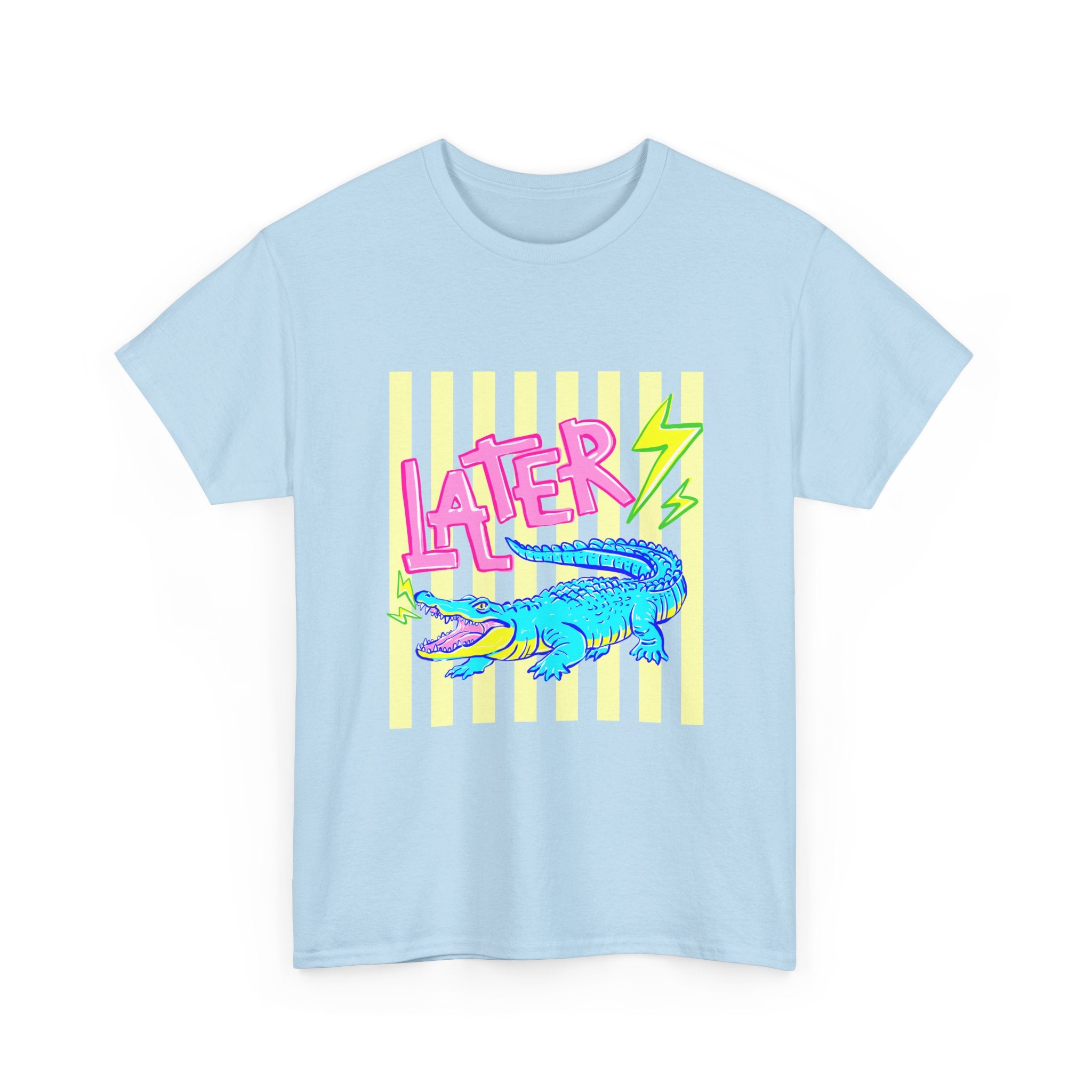 Later Gator Graphic Tee - Neon Retro Alligator Shirt