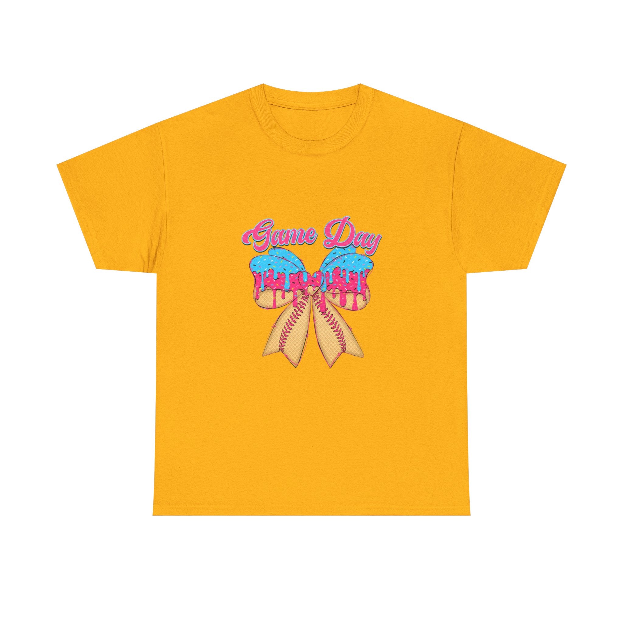 Game Day Cheer T-Shirt — Pink & Blue Pom Pom Cheerleading Tee