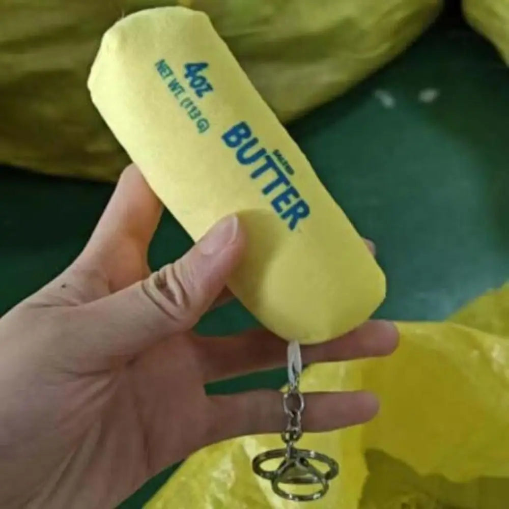 Cartoon Squishy Butter Stick Plush Keychains Squishy Texture Plush Butter Stress Relief Keychain Slow Rebound Toys Gifts