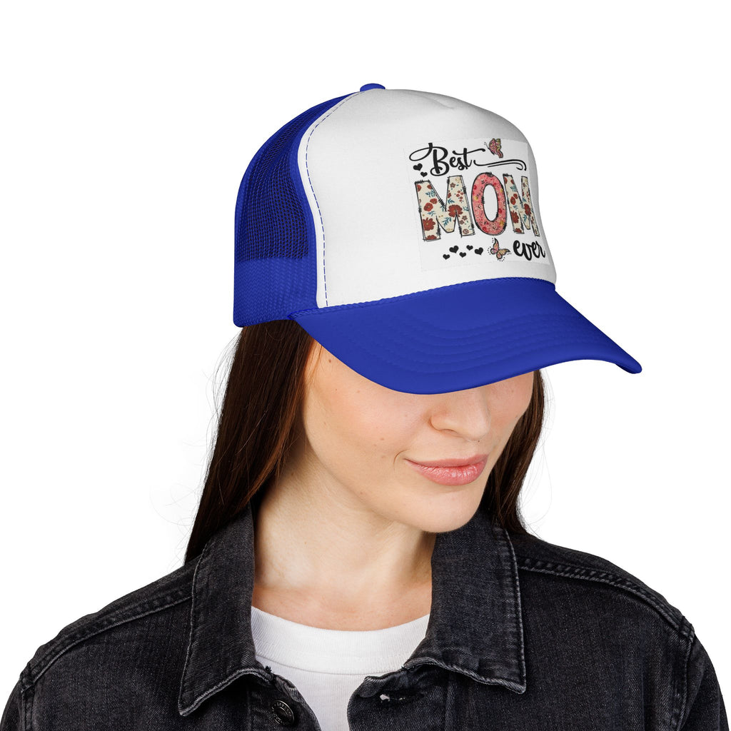 Best Mom Ever floral design Trucker Cap | Mother's Day mesh hat