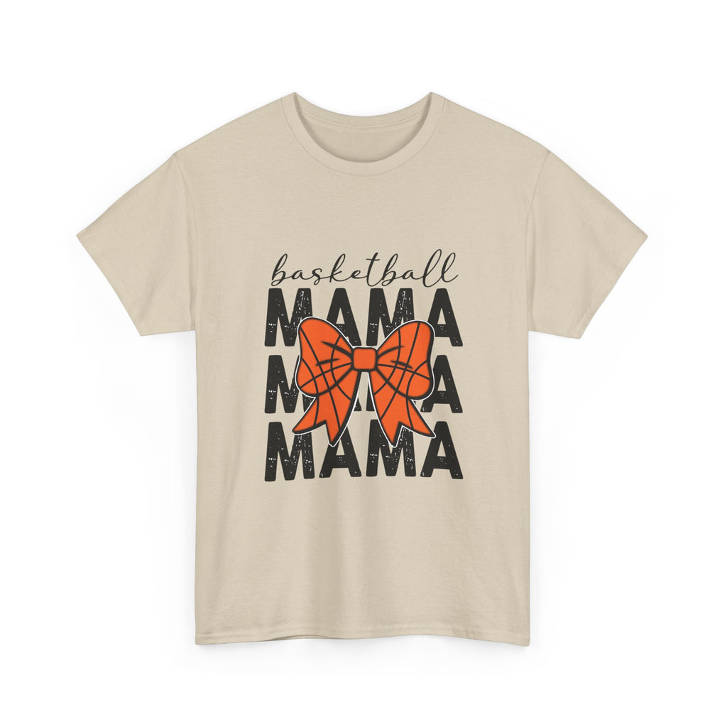 Basketball Mama T-Shirt — 'Basketball' Script with Orange Bow Design