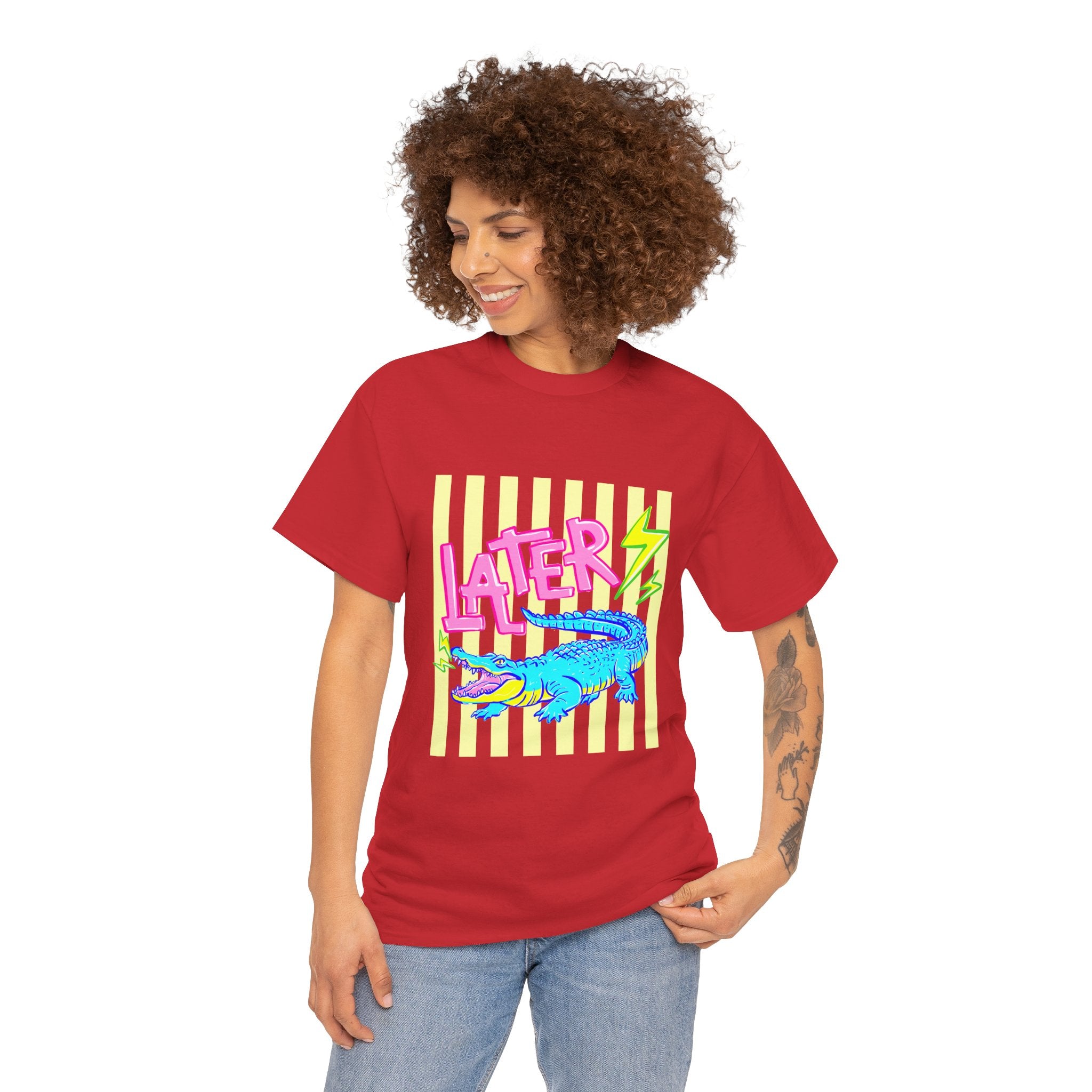 Later Gator Graphic Tee - Neon Retro Alligator Shirt