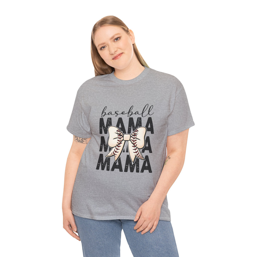 Baseball Mama T-Shirt — Cute Bow Baseball Mom Tee