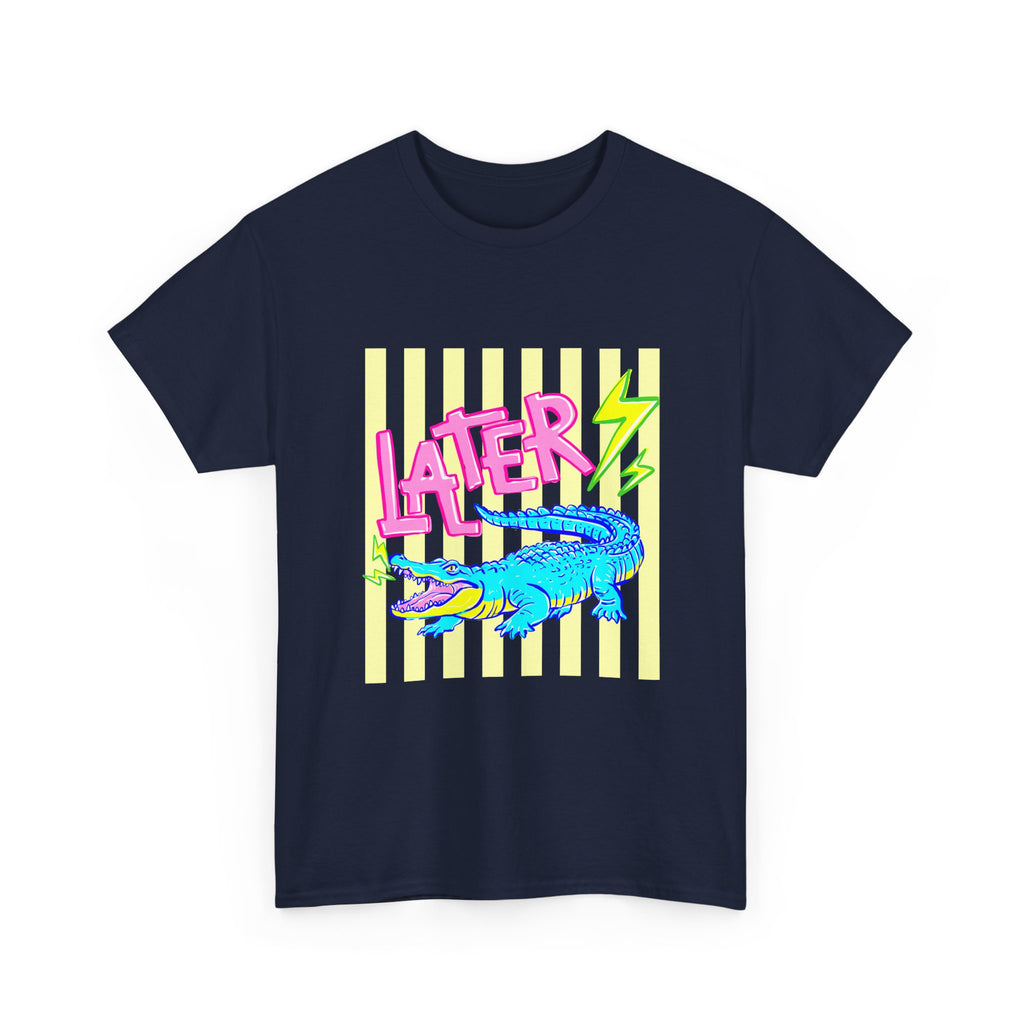 Later Gator Graphic Tee - Neon Retro Alligator Shirt