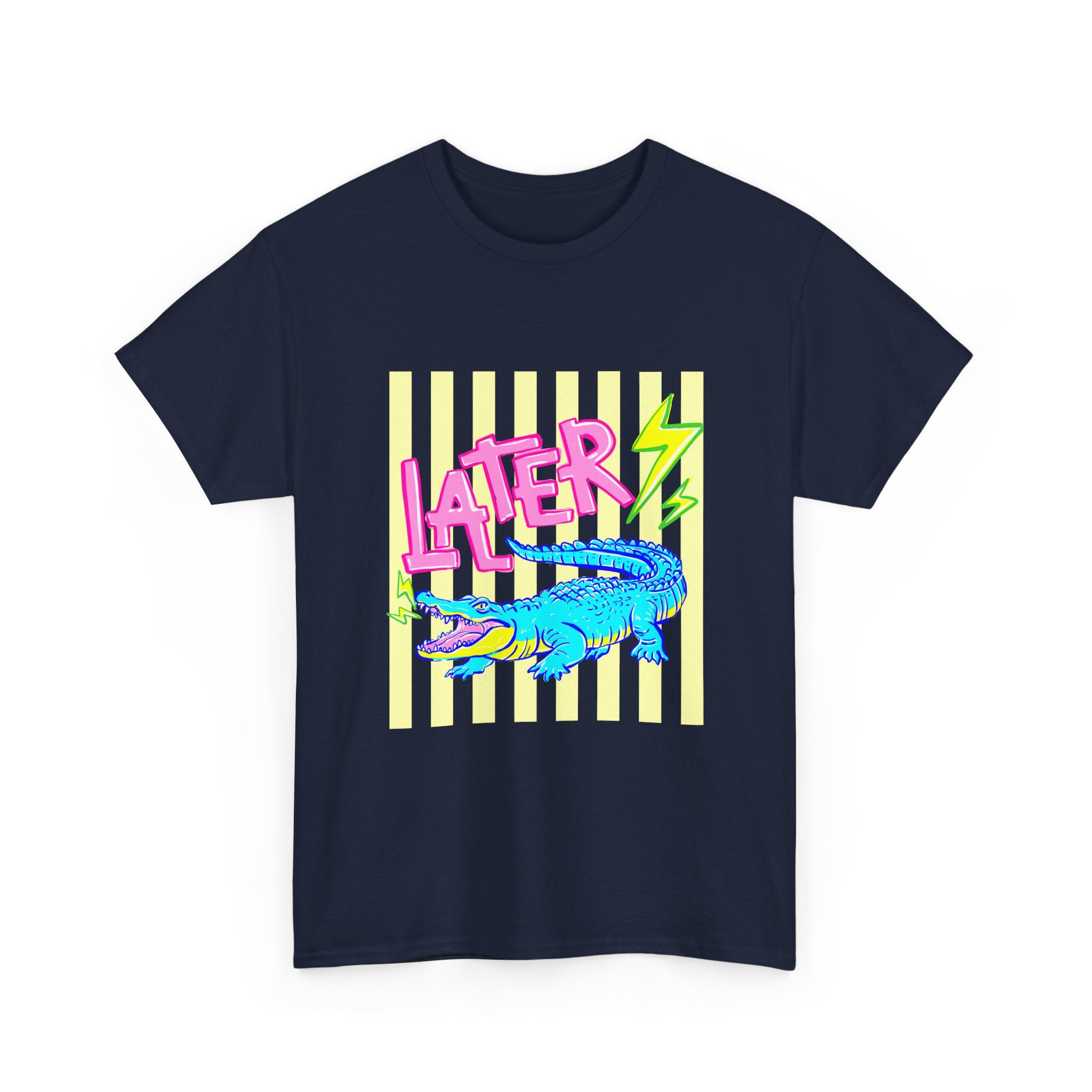 Later Gator Graphic Tee - Neon Retro Alligator Shirt