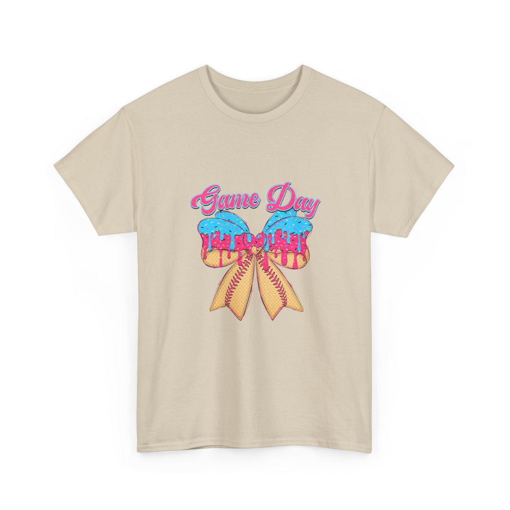 Game Day Cheer T-Shirt — Pink & Blue Pom Pom Cheerleading Tee