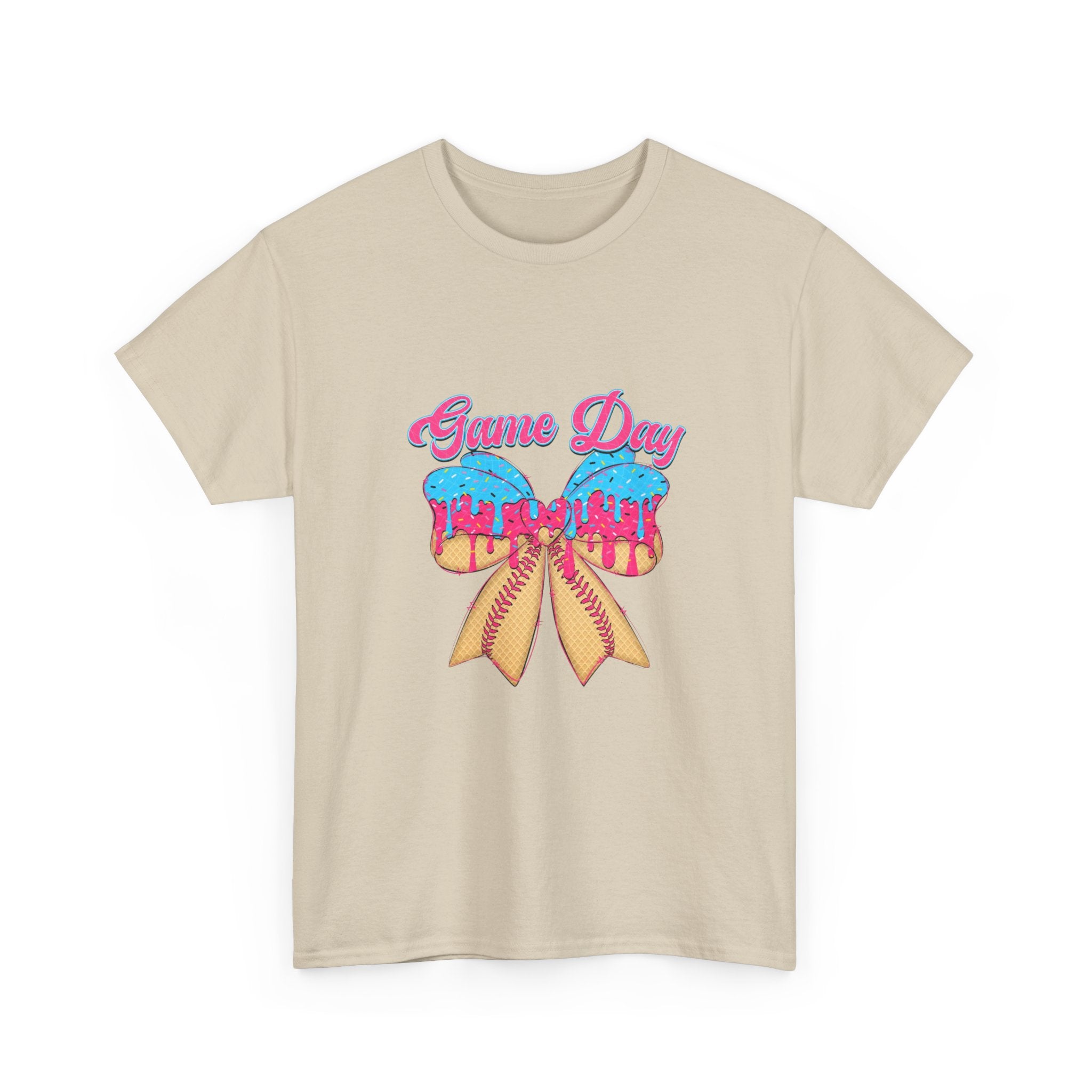 Game Day Cheer T-Shirt — Pink & Blue Pom Pom Cheerleading Tee