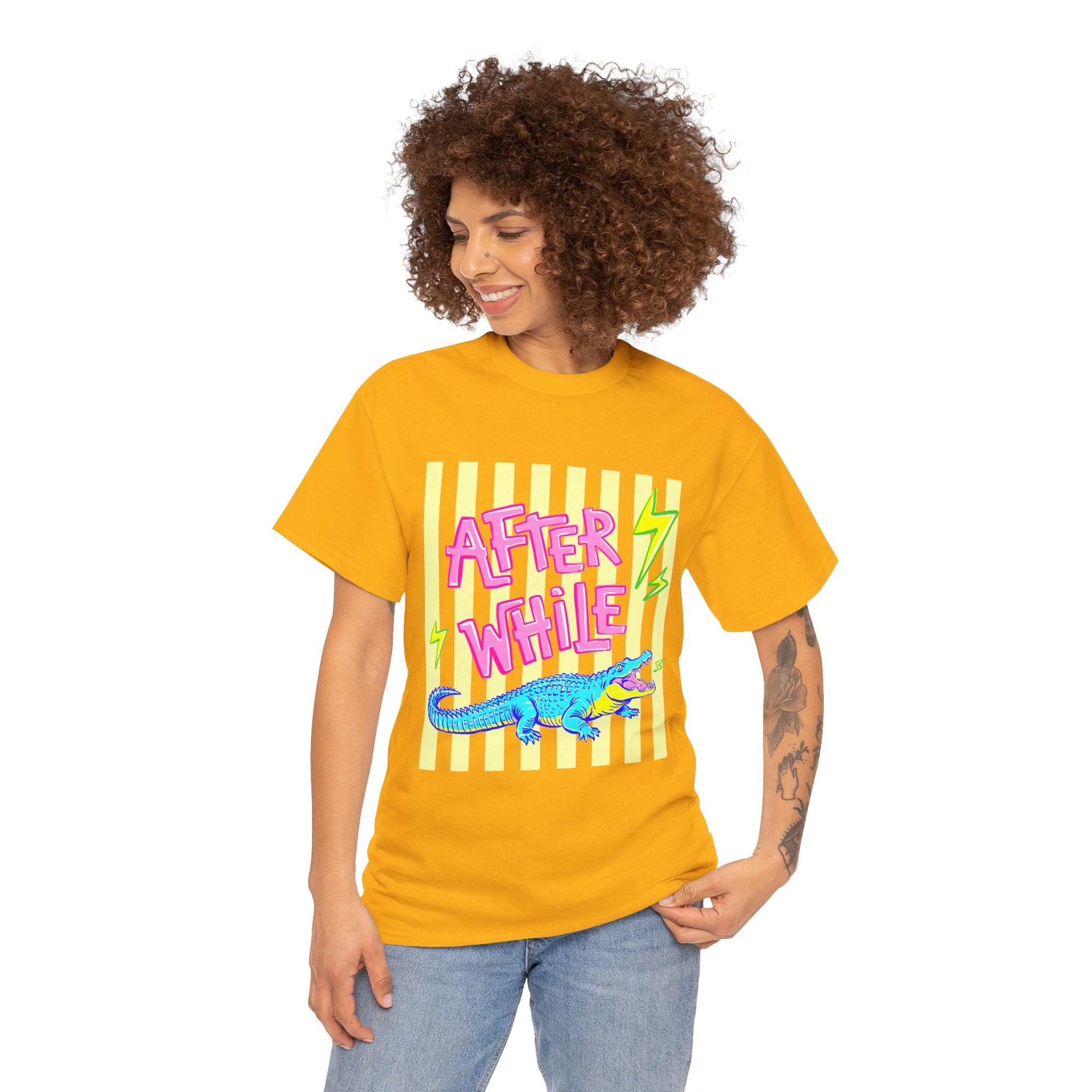 After While Alligator T-Shirt — Retro Neon Graphic Tee