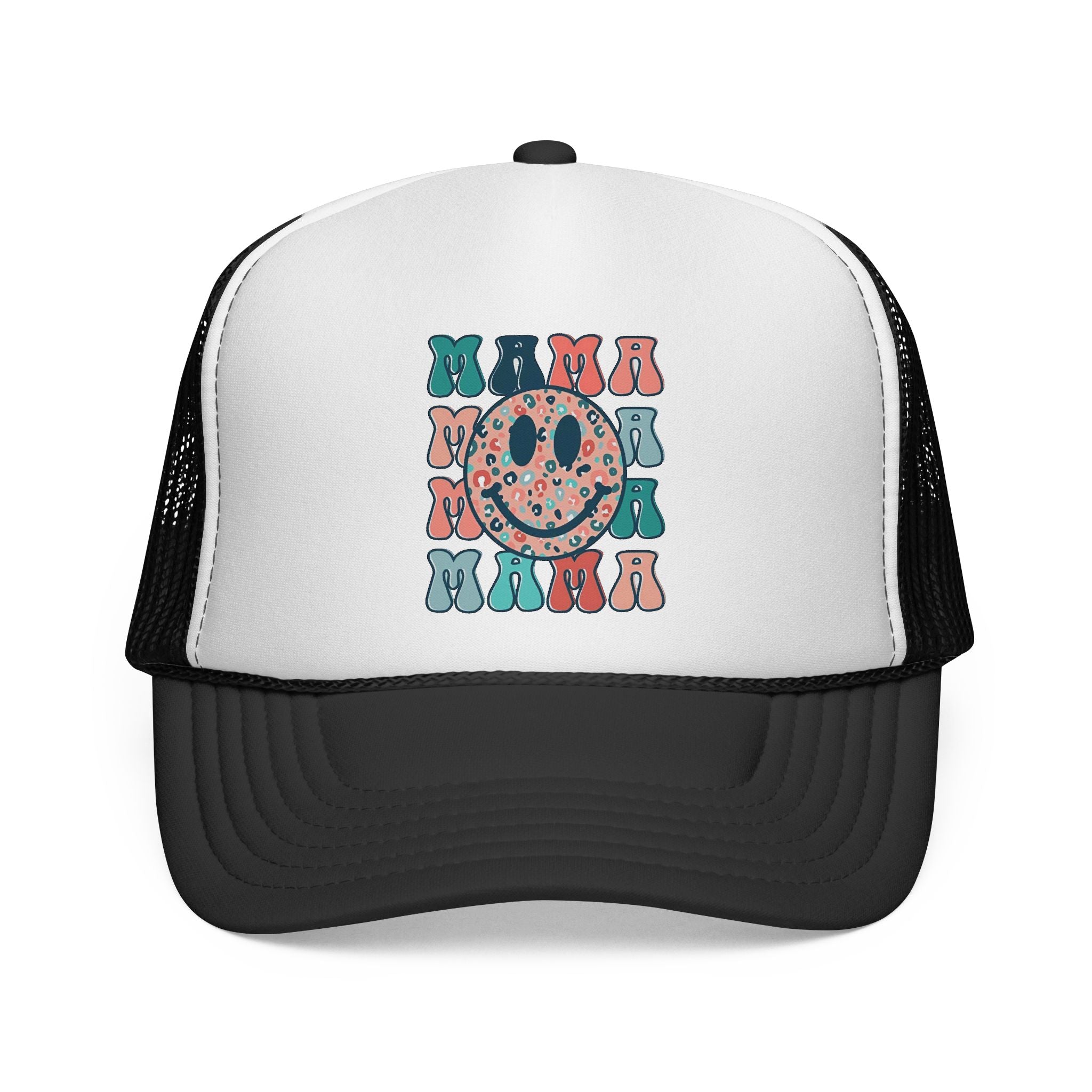 Smiley Donut Pattern Trucker Cap | Retro Typography
