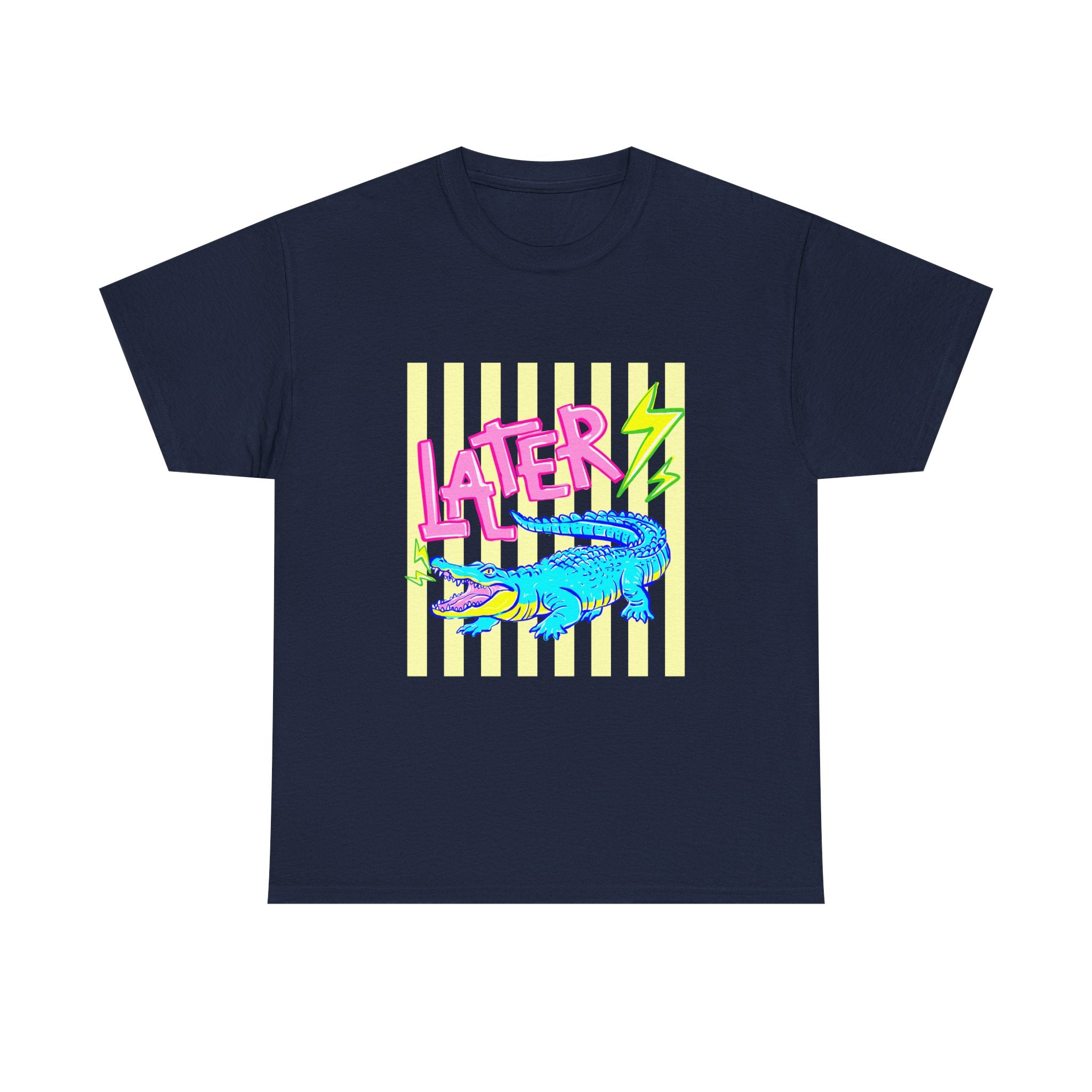 Later Gator Graphic Tee - Neon Retro Alligator Shirt