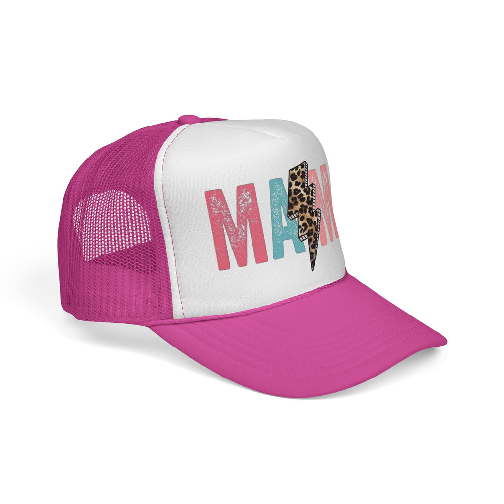 Mama Lightning Bolt Trucker Cap | Leopard Print Mama Hat