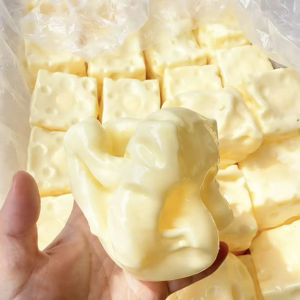 Super Sticky Slow Rising Cheese Squishy Toy, TPR Sensory Fidget Stress Relief Anxiety Toys with Milk Scent, Soft Adhesive Shell